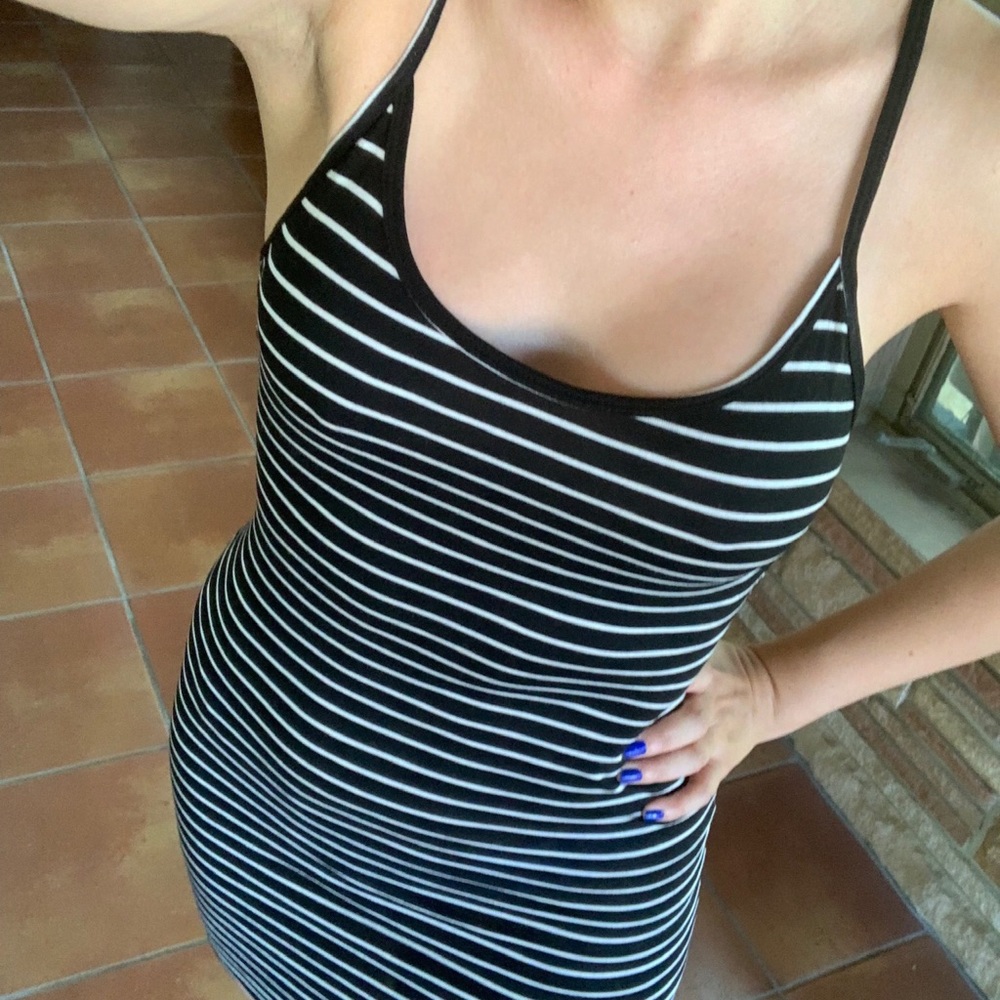 LnA black and white striped dress